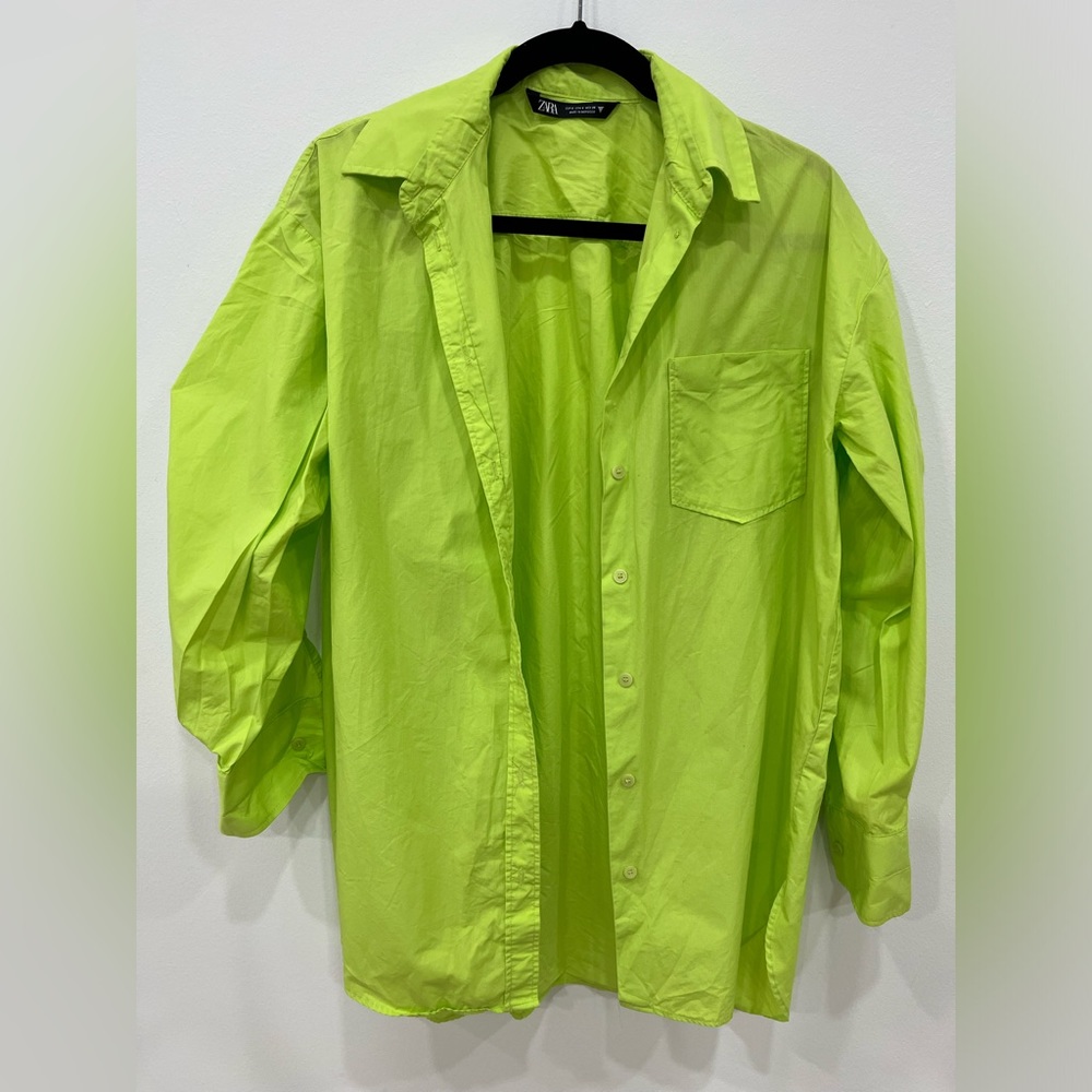 Zara like green long sleeve button down shirt.